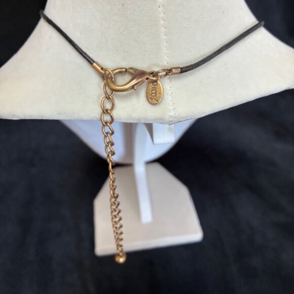 Chico's necklace - black leather strand with orange & gold charm. - Picture 2 of 3